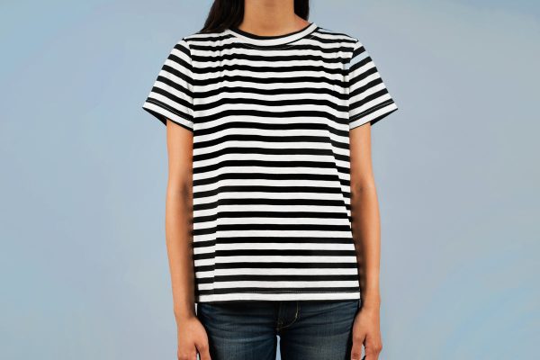 black-and-white-stripe-tee T-shirt Μαύρο