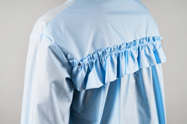 blue-blouse-ruffle-detail Μπλούζα Μπλε