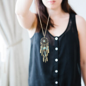 gold-dream-catcher-necklace Κολιέ Χρυσό